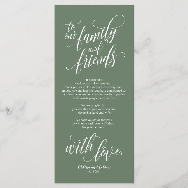 Beautiful Elegant Thank You Place Setting Card (Front)