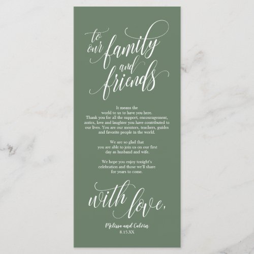 Beautiful Elegant Thank You Place Setting Card