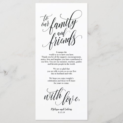 Beautiful Elegant Thank you place setting card