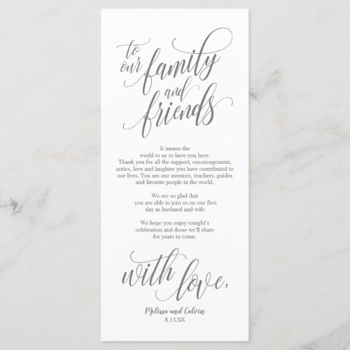 Beautiful Elegant Thank You Place Setting Card