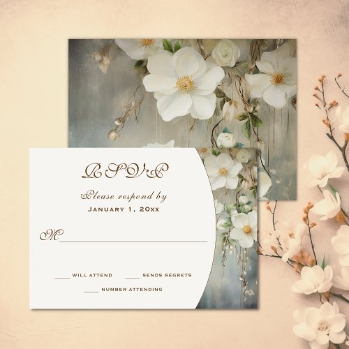 Beautiful Elegant Vintage Flowers Floral Wedding RSVP Card