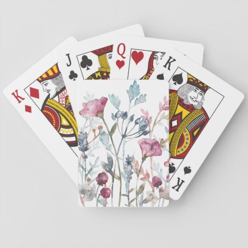Beautiful Elegant Watercolor Flowers Playing Cards