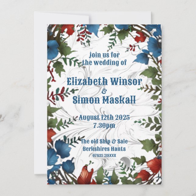 Beautiful,elegant & whimsical wedding themed decor invitation (Front)
