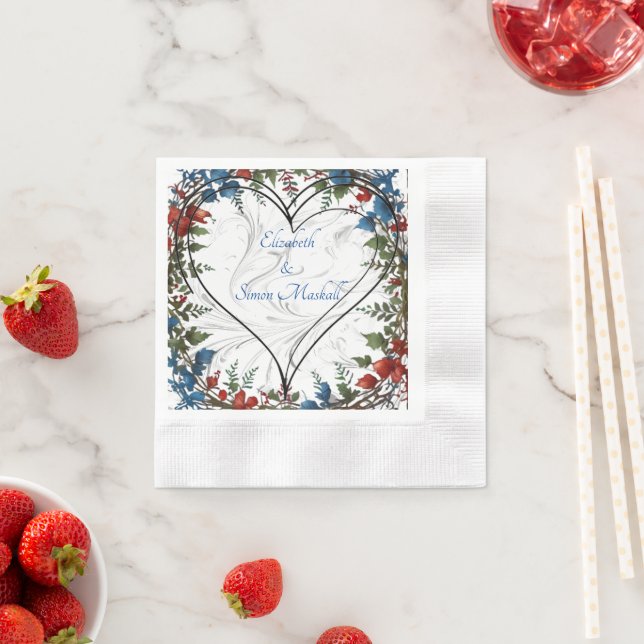 Beautiful,elegant & whimsical wedding themed decor napkins (Insitu)