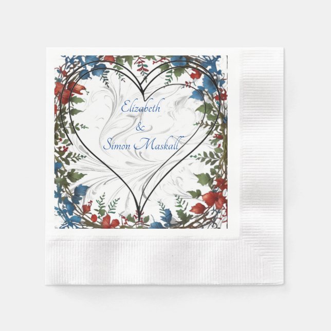 Beautiful,elegant & whimsical wedding themed decor napkins (Front)