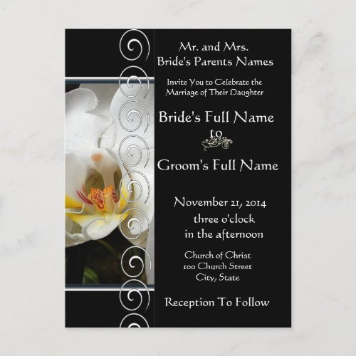 Beautiful Elegant White Orchid Wedding Invitation