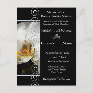 Beautiful Elegant White Orchid Wedding Invitation Postcard