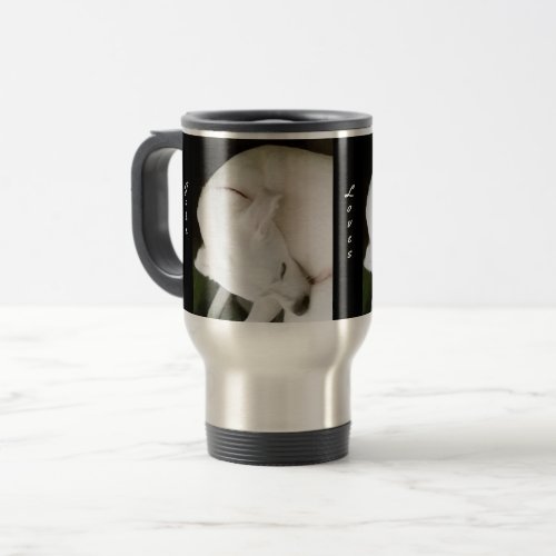 Beautiful Elegant White Puppy Dog Valentines Day Travel Mug