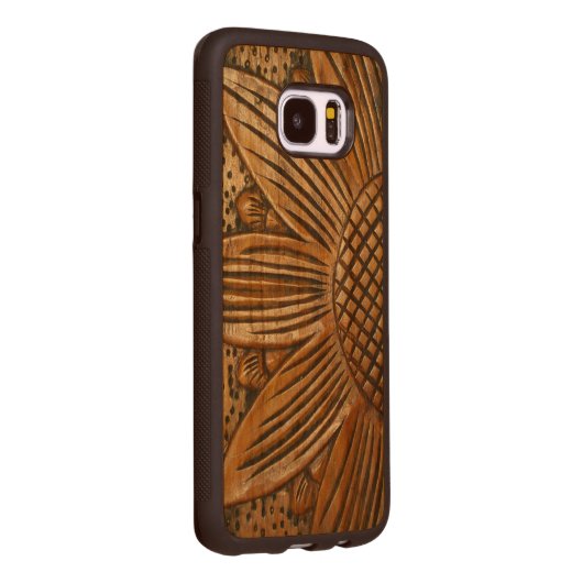 Beautiful Elegant Wooden Sunflower Print Wood Samsung Galaxy S7 Edge Case (Right)