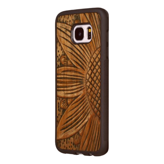 Beautiful Elegant Wooden Sunflower Print Wood Samsung Galaxy S7 Edge Case (Left)