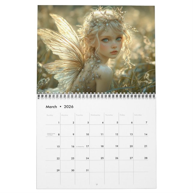 Beautiful Elegant Woodland Fairies  Calendar (Mar 2026)