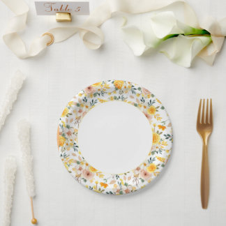 Beautiful elegant Yellow Sunshine floral  Paper Plates