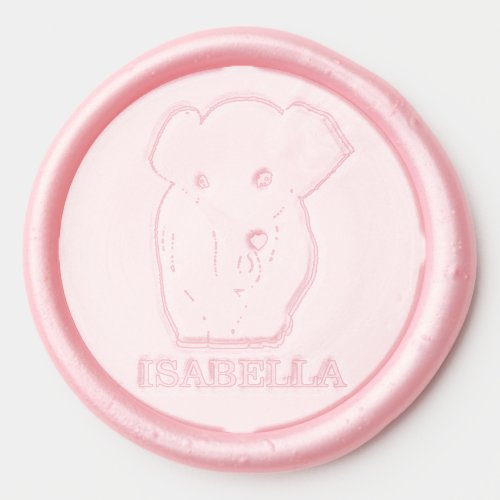 Beautiful Elephant and Name Text Wax Seal Sticker