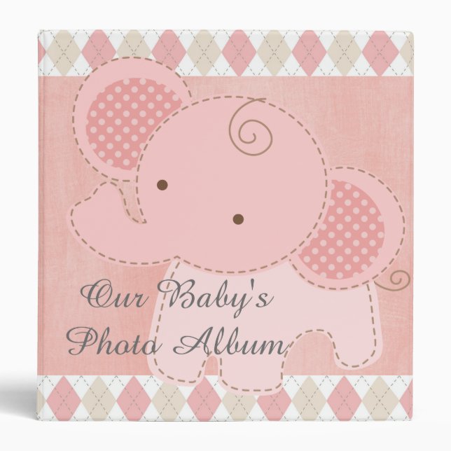Beautiful Elephant Baby Shower Custom Photo Album 3 Ring Binder (Front)