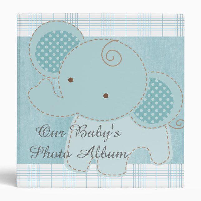 Beautiful Elephant Baby Shower Custom Photo Album Binder (Front)