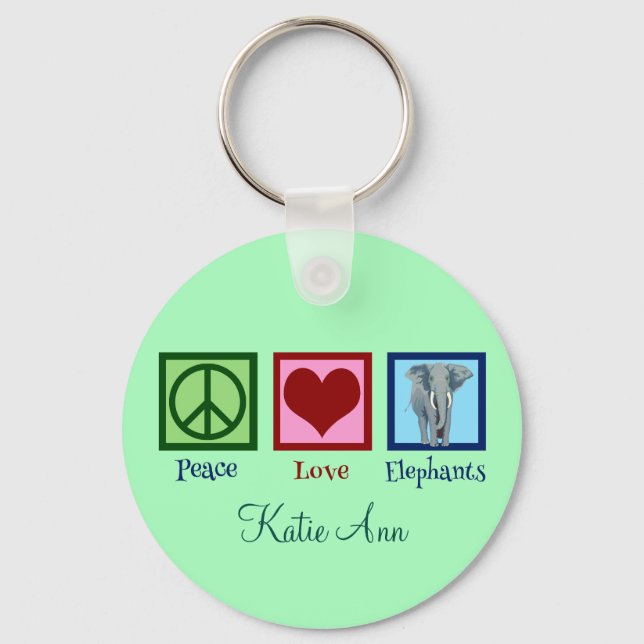 Beautiful Elephant Custom Mint Green Keychain (Front)