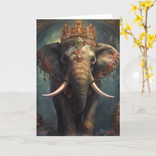 Beautiful Elephant in a Crown all occasions Card