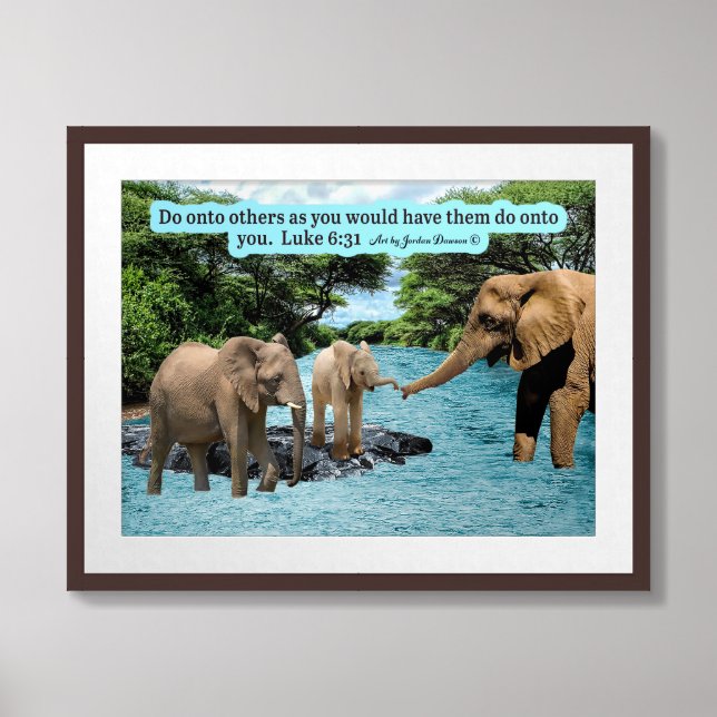 Beautiful Elephant Scripture Luke 6:31 Framed Art (Framed Front)