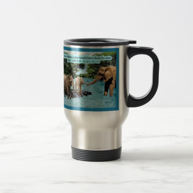Beautiful Elephant Scripture Luke 6:31 Travel Mug (Right)