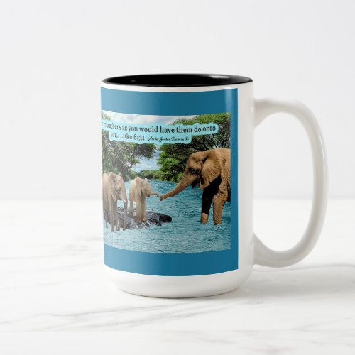 Beautiful Elephant Scripture Luke 631 Two_Tone Coffee Mug