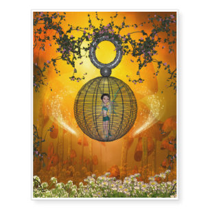 Beautiful elf in a cage temporary tattoos