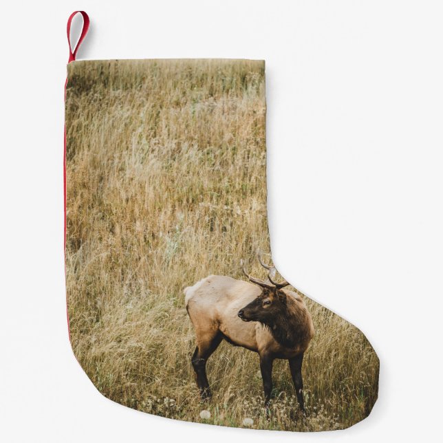 BEAUTIFUL ELK DEER SMALL CHRISTMAS STOCKING (Front)