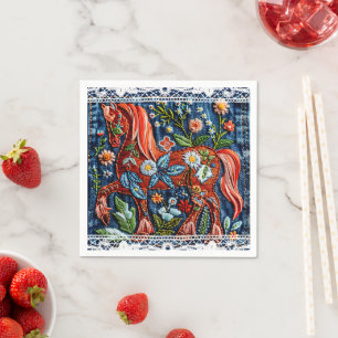 Beautiful Embroidered Horse Napkins