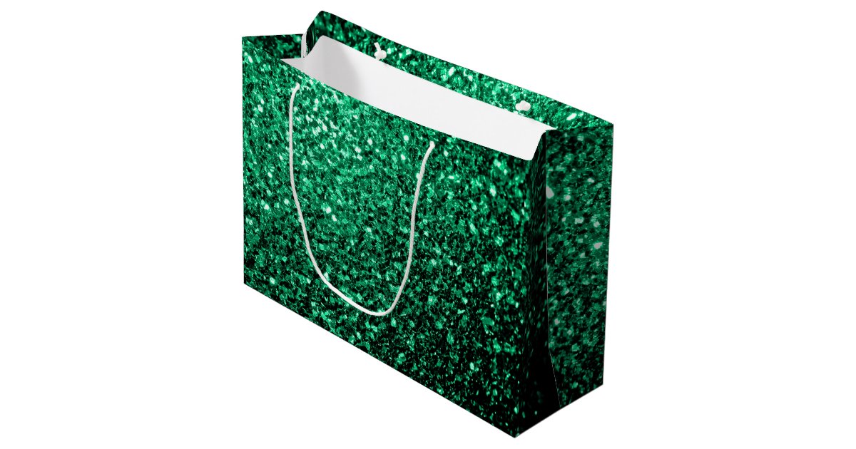 Beautiful Emerald Green glitter sparkles Large Gift Bag
