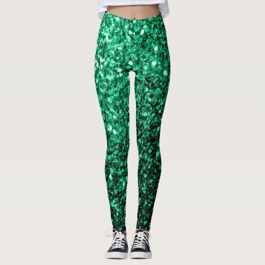 Beautiful Emerald Green glitter sparkles Leggings | Zazzle.com