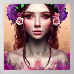 Beautiful Enchantress Fantasy AI Art Poster
