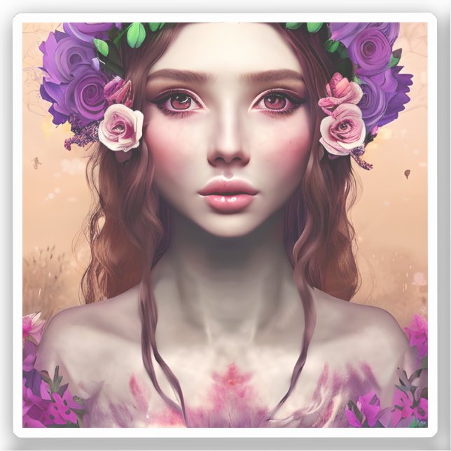 Beautiful Enchantress Fantasy AI Art Sticker (Front)