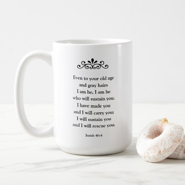 Beautiful Encouraging Scripture Bible Verse Isaiah Coffee Mug (With Donut)