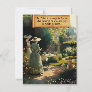 Beautiful English Garden Tea Happy Birthday Card