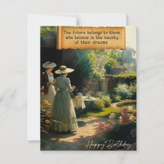 Beautiful English Garden Tea Happy Birthday Card