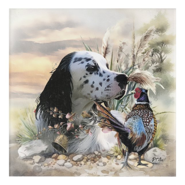 Beautiful English Setter with Pheasant ,  Art  (Front)