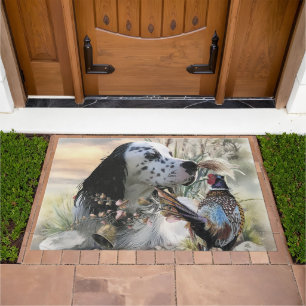 Beautiful English Setter with Pheasant ,  Art  Doormat
