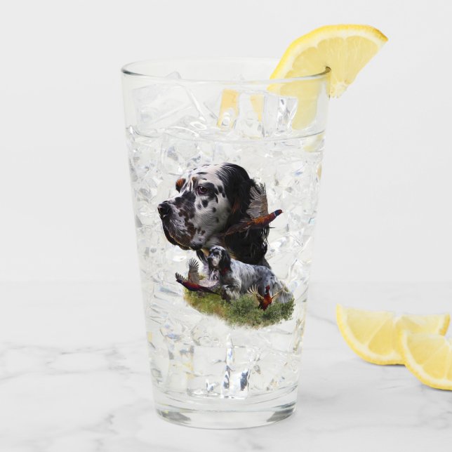 Beautiful English Setter with Pheasant ,  Art  Glass (Back Ice)