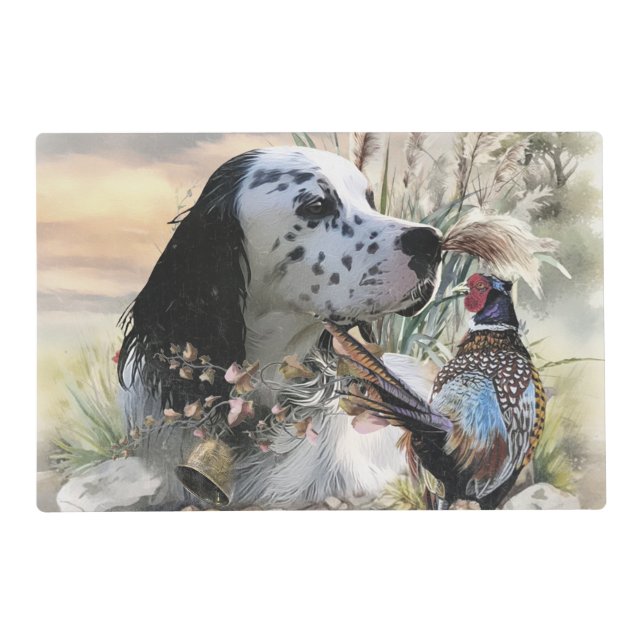 Beautiful English Setter with Pheasant ,  Art  Placemat (Front)