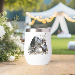 Beautiful English Setter with Pheasant , Art Thermal Wine Tumbler