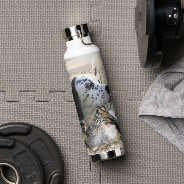 Beautiful English Setter with Pheasant ,  Art  Water Bottle (Gym)