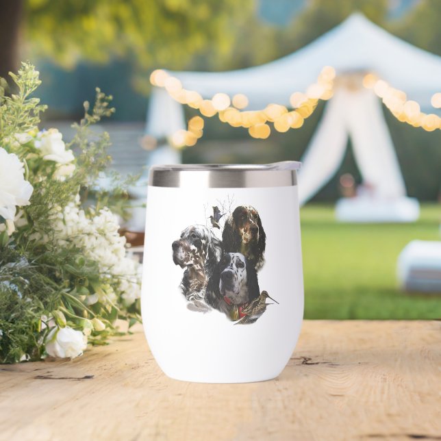 Beautiful English   Setters  ,  Art  Thermal Wine Tumbler (Wedding)