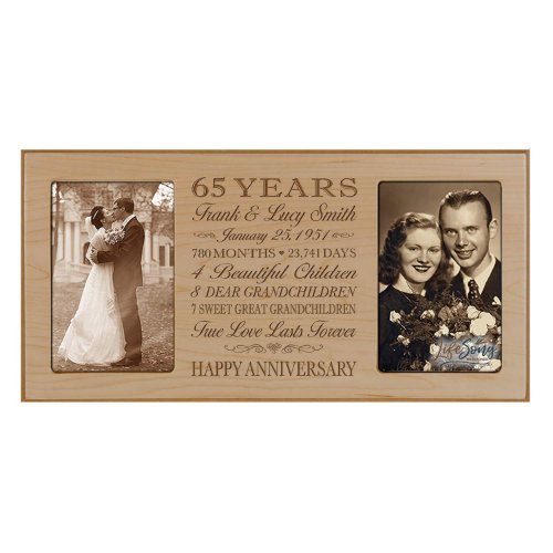 Beautiful Engraved 65th Wedding Anniversary Frame