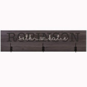 Beautiful Engraved Cursive Script Wooden Coat Rack (Front)