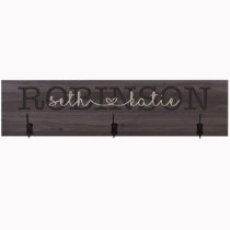 Beautiful Engraved Cursive Script Wooden Coat Rack