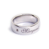 Beautiful Engraved Stainless Steel Diamond Ring  (3/4)