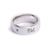 Beautiful Engraved Stainless Steel Diamond Ring  (3/4)