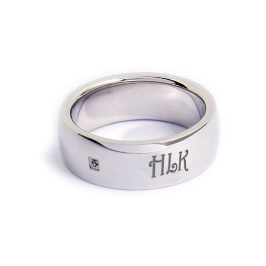 Beautiful Engraved Stainless Steel Diamond Ring  (3/4)