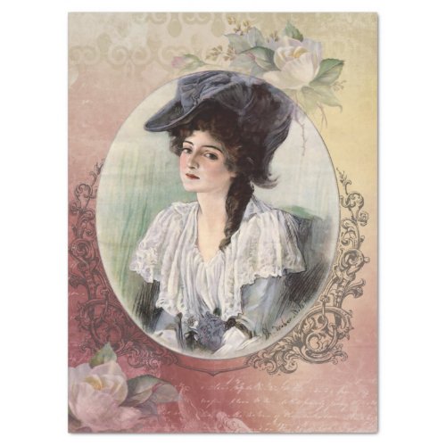 Beautiful Ephemeral Victorian Lady Tissue Paper