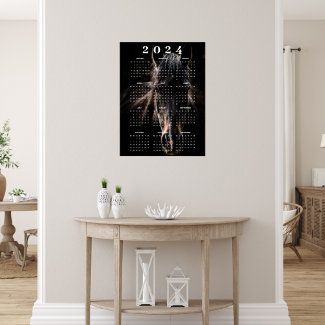 Beautiful Equus Black Horse Portrait 2024 Calendar