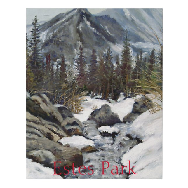 Beautiful Estes Park Colorado Winter Stream Faux Canvas Print (Front)